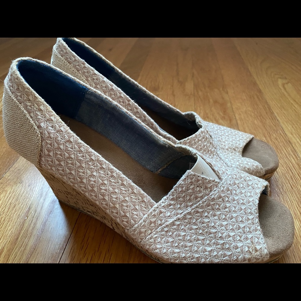 Toms Cork Wedge Sandals